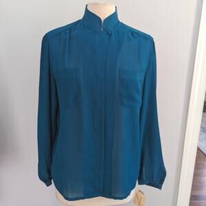 NEW Vintage Jenna Turquoise Button Down Collar 12 Made In Korea